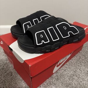 Nike Air More Uptempo Slide Men's Size 13 Black Comfort Casual Shoes
